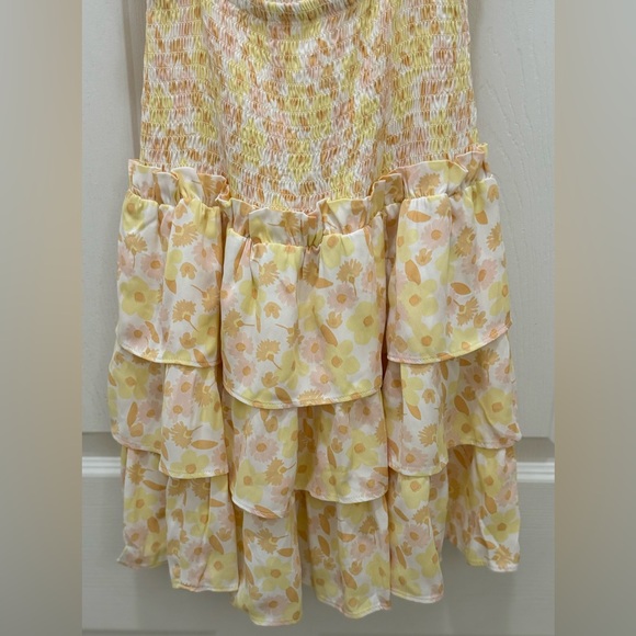 Sabo Londyn Mini Ruffled smocked dress Size Xs 6 Yellow floral - Picture 8 of 9